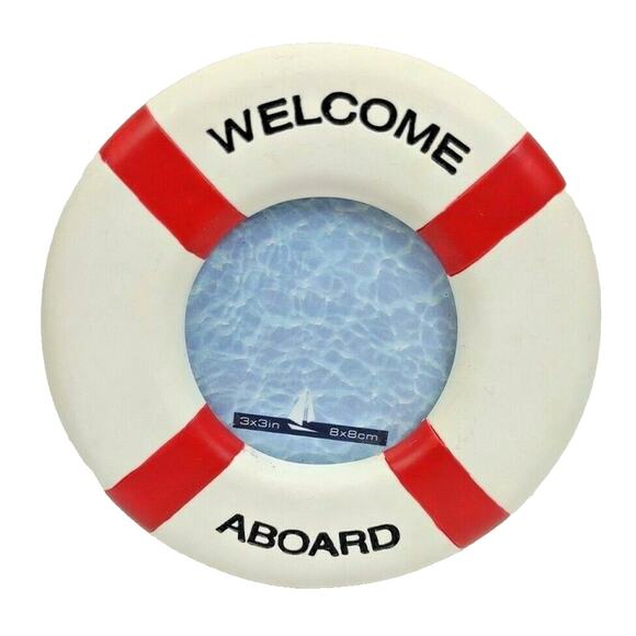 Wilton Nautical Welcome Aboard Raft Picture Frame 3x3 Ocean Boating Retro Decor - Picture 1 of 5